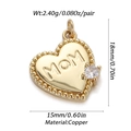 Golden heart pendant with MOM engraving and zircon detail, size 18mm by 15mm - Ysn016-04 / 18K Gold