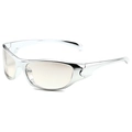 Lunettes de soleil Y2K argentées enveloppantes avec verres marron clair style punk - Monture Argent Galvanisé Verres Miroir Argent