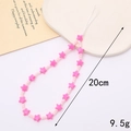 Dragonne de téléphone perlée étoile rose avec perles transparentes 20cm 9.5g - Style pentagramme rose rouge (K4464)