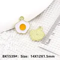 Ciondolo a forma di uovo fritto in lega smaltata per gioielli fai da te con righello - Uovo al Tegamino BK1539#