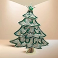 Golden Christmas tree brooch with green enamel and silver glitter finish - Style 27 (3.5*4.4cm)