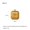 Detail of 18K gold plated evil eye pendant with zircon inlay and sunburst texture - DFC71-Sun Flower Square / Gold