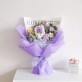 Handmade purple crochet flower bouquet with knitted roses and daisies ornament - Gradient Purple Rose