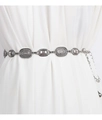 Cintura a catena in metallo argentato vintage francese con maglie quadrate per abiti - 110cm / Argento Antico Piccolo