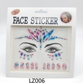 Face gem sticker set LZ006 with pink flower press-on nails for music festivals - 16x17cm Paper Card / LZ006 Face Sticker+Nail Sticker (Colorful)
