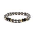 Beaded bracelet with marble tiger eye stones, matte black beads and golden spacers - Map Stone