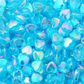 Bulk heart-shaped transparent blue acrylic beads with iridescent AB coating finish - Light Blue Heart / 19g/Pack (Approx. 100pcs)
