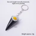 Japanese sushi hand roll keychain pendant with 5.8cm realistic food model and metal ring - Crab Roe Sushi-Keychain