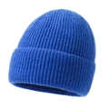 Classic royal blue ribbed knit beanie hat with cuff for winter warmth and fashion - Royal Blue