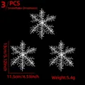 Set of three white 3D Christmas snowflake ornaments, 13cm height, plastic hanging decor - 13cm Snowflake (3 Pcs/Pack)