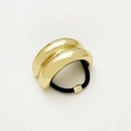 Minimalist double-layered gold metal U-shaped hair cuff with black elastic tie - A0059A Double Layer / Gold