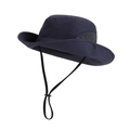 Dark blue quick-dry outdoor sun hat with wide brim, side mesh vents, and chin strap - Navy Blue