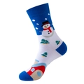 Christmas snowman pattern mid-calf cotton socks in blue and white holiday theme - One Size / 399-White Snowman Red House