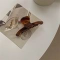 French retro style acetate hair claw clip in tortoiseshell finish with gold handmade print - Medium Amber Marble Claw