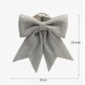 Large silver Christmas bow with glitter finish for festive wreaths and tree decoration - Large Silver Bow Knot