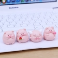 Set of four cute pink resin mini pig figurines for car dashboard and desk decor - 4-Piece Set Piggy Happiness