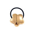 Golden flower mirror alloy hair tie with black high-elastic rubber band accessory - Chubby Star 5cm / Gold