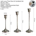 Three-piece silver nordic iron candle holder set with tiered heights and sleek finish - Bell Style Large, Medium and Small Combination / Silver