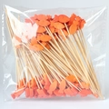 Pack of bamboo cocktail picks featuring creative orange fish-shaped wooden toppers - 12cm/100 Packs / Orange Carrot