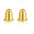 Paire de fermoirs de boucles d'oreilles en argent S925 plaqué or sur fond blanc pur - 3mm / Or