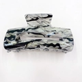 Rectangular hair claw clip with black grey and gold marble pattern design - Black Grey Gold Marble (D20-2-8)