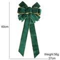 Fiocco natalizio in velluto verde scuro con bordo dorato, 60cm x 27cm, peso 56g - 60cmx27cm / Verde