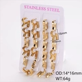 Set di 12 paia di orecchini a lettera F in acciaio dorato 14x16mm su cartoncino - 14*16mm / Oro