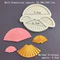 Stampo in silicone a ventaglio cinese per decorazioni torte e resina artigianale 10.3x8.6cm - Stampo per Ventaglio a 4 Griglie Dimensioni Miste / Grigio