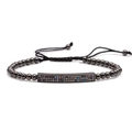 Pulsera de cuentas gris oscuro con circonitas de colores y cordón ajustable - Estilo Circonita de Colores / Color gunmetal