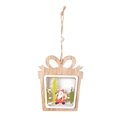 Wooden Christmas gift box ornament with 3D Santa and tree carvings on white background - Gift Box Santa Claus