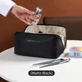 Matte black large capacity makeup organizer bag with multiple compartments for travel - Matte Black