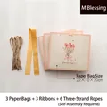 Pink tulip gift bags with ribbons and woven handles, size 22x10x20cm, set of 3 pieces - ZD5002 Flower Sentiment-M Blessing (Set of 3)