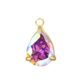 Pear shaped purple zircon teardrop pendant with gold stainless steel setting - Rose Gold Setting / 16 AB (Zirconia)
