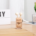 Square glass car perfume bottle with lollipop sticks and wooden aroma therapy cap - Coffee / With Engraving