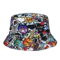 Chapeau bob Panama coloré avec imprimé graffiti Brains et design artistique de rue - M / Graffiti multicolore M262-1