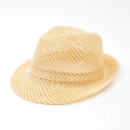 Klassischer Fedora-Strohhut in Hellbeige mit atmungsaktivem Mesh-Gewebe für Sonnenschutz - 58cm / Gelb