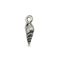 Silver shell pendant charm for jewelry making with conch shell shape and a glossy finish - Antique Silver Conch