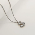 Polished silver bubble letter S pendant necklace with fine cable chain for women - Letter S / Silver