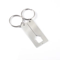 Silver stainless steel split house jigsaw keychain set with smooth engravable surface - Steel Color (Left+Right Half House)