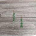 Handmade natural green crystal bead tassel earrings with elegant gold accents - Gold - Prehnite
