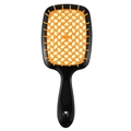 Portable hollow air cushion hairbrush in black and orange for styling and detangling - Black Handle - Orange