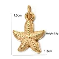 Golden starfish pendant in stainless steel with textured relief finish, 1.5cm height - BXGPJ067-Starfish Pendant