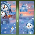 Blue Christmas window static stickers featuring 3D snowmen snowflakes and elk designs - 2-Pack Set BQ532+537