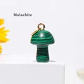 Green malachite mini mushroom pendant with natural stone texture and gold ring - Malachite