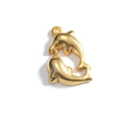 Pendentif dauphin en plaqué or 18 carats avec finition polie pour la création de bijoux - Or-Dauphins s'embrassant