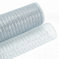 Silver deco mesh ribbon with metallic stripes for Christmas tree decoration - Silver Gray Metallic Mesh (9m/Roll)