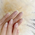 Unghie finte a mandorla French bianco classico con base nude naturale e finitura elegante - Tipo di Colla / Bianco Francese (FS-46)
