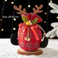 Sac cadeau de Noël à carreaux rouge et gris avec bois de cerf 20x23cm pour bonbons - AFLD8-1 Style Bois Rouge Gris 20x23cm