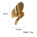 Dettagli delle dimensioni 35mm e 17,4mm su un anello a spirale dorato in metallo spazzolato - Aperto Regolabile / Oro