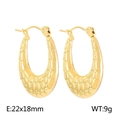 Golden irregular oval C-shape hoop earrings with 22x18mm textured crocodile pattern - Style C (KE109345-LO)